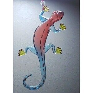 Pier 1 Blown Glass Gecko Christmas Ornament 6.5"